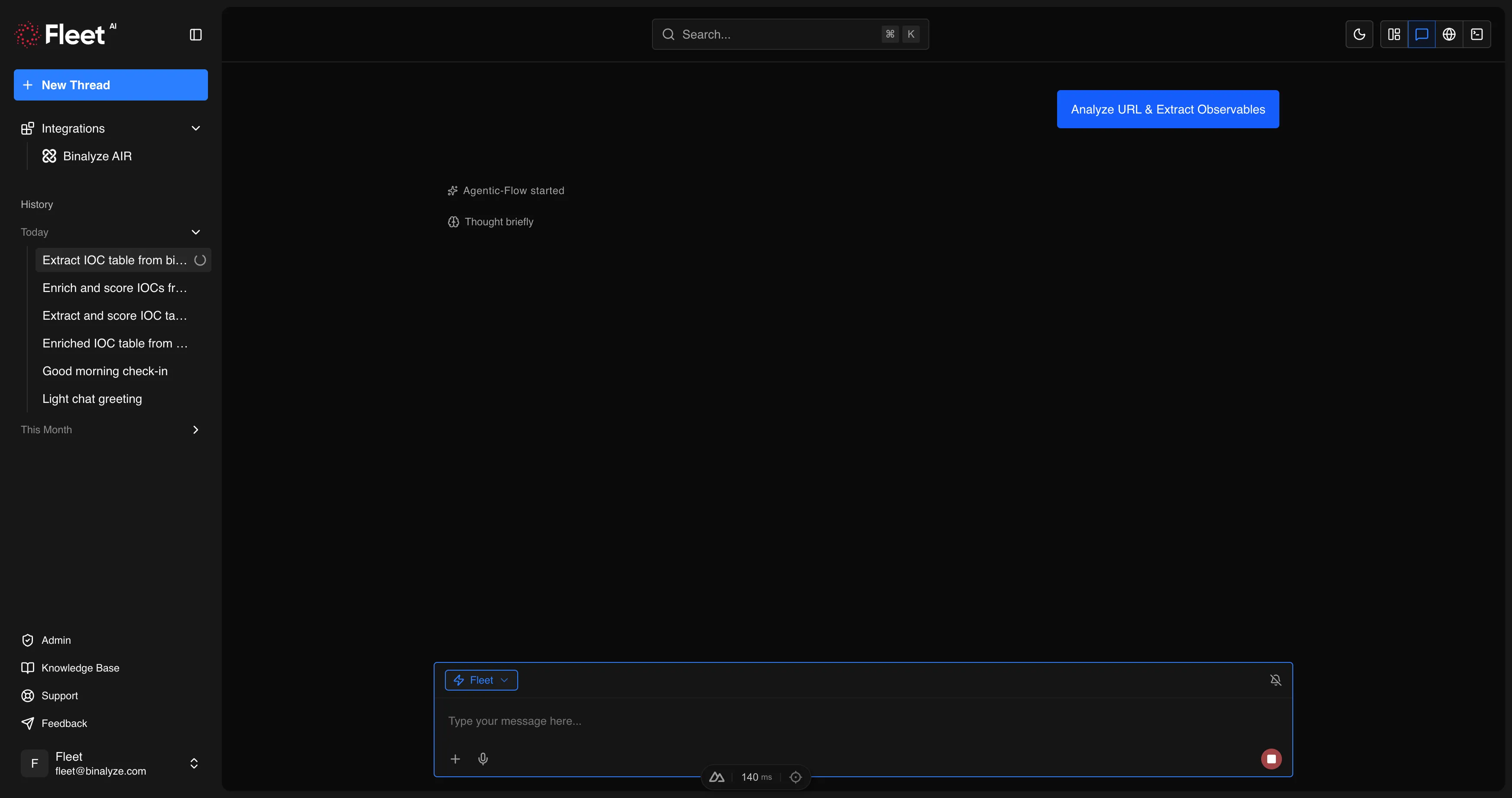Quickstart in action after clicking a card