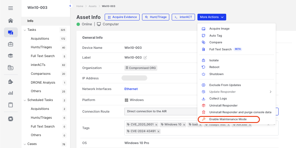Maintenance Mode | Binalyze Knowledge Base